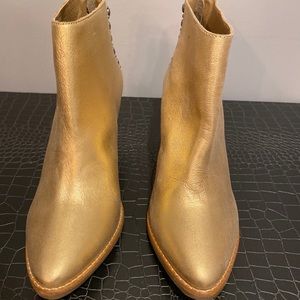 Gold Matisse booties with pewter studs NEW